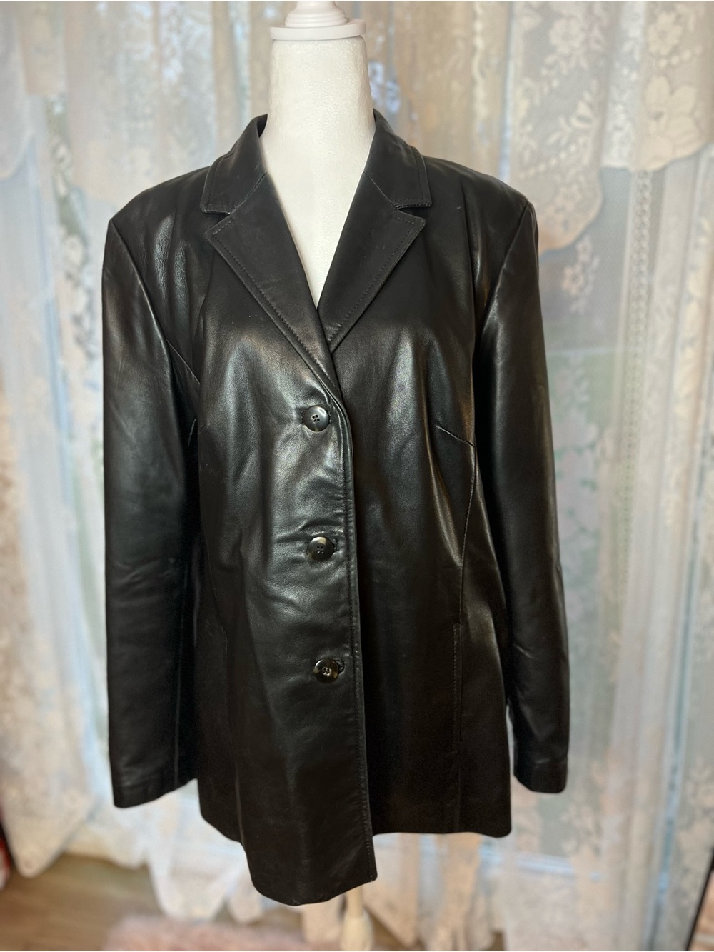 Y2K Danier Black Italian Leather Blazer Jacket
